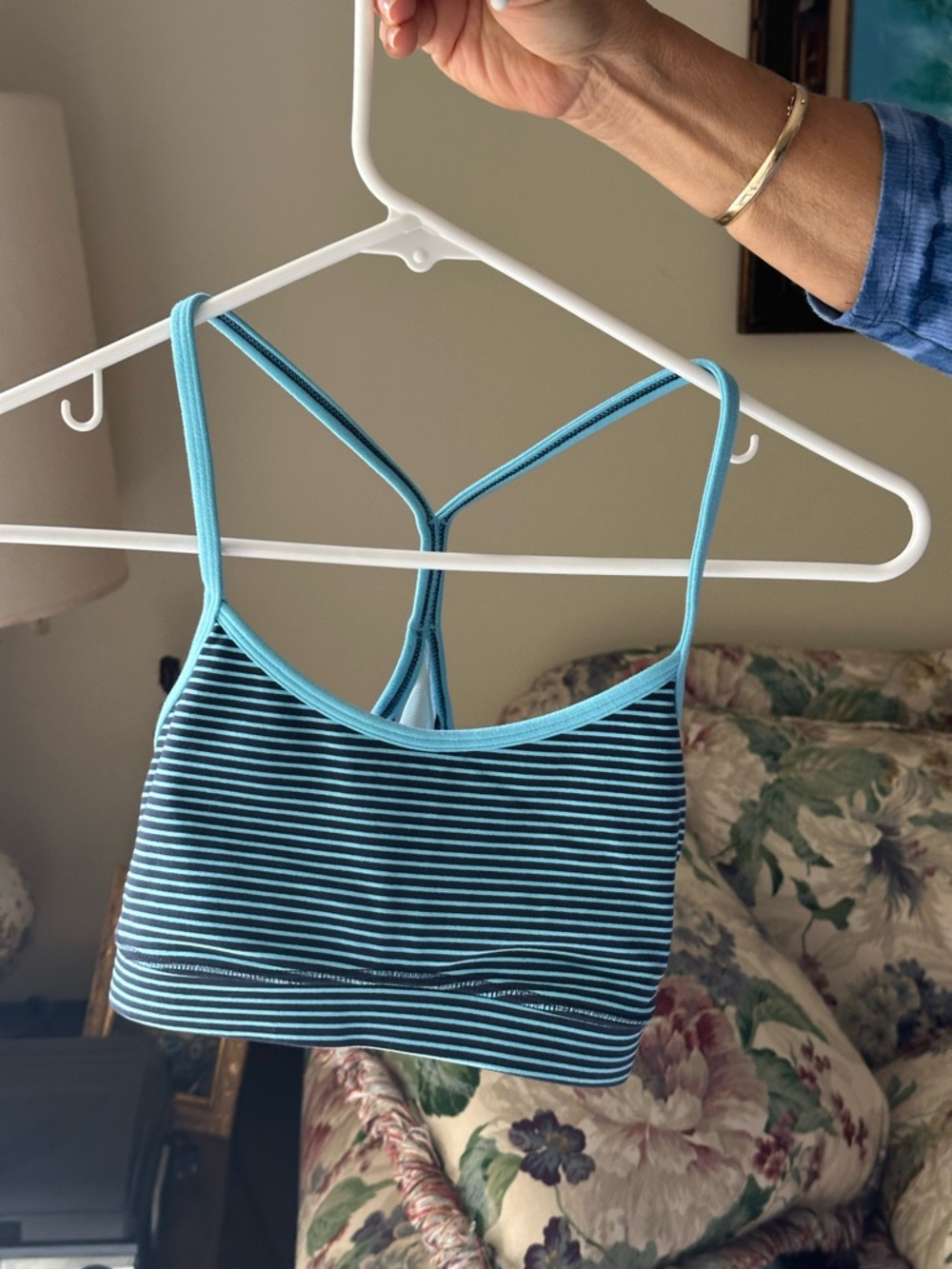 lululemon athletica Teal & Navy Striped Light Support Sports Bra